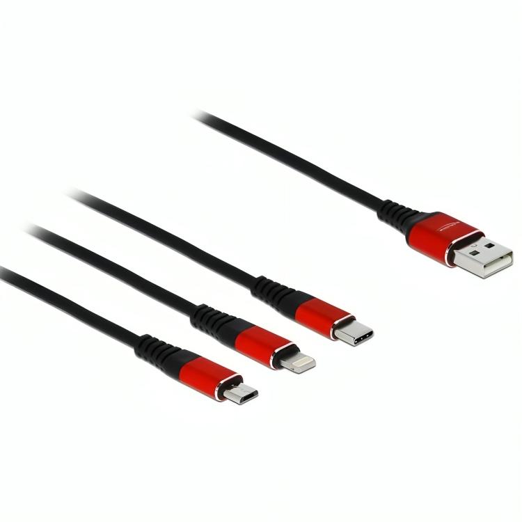 USB A naar C/micro USB/Lightning - Delock