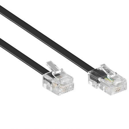 Câble adaptateur téléphonique RJ11 - RJ45 - Câble adaptateur téléphonique,  Connecteur 1 : RJ11 mâle (6p4c), Connecteur 2 : RJ45 mâle (8p4c), Longueur  : 5 mètres, Couleur : blanc