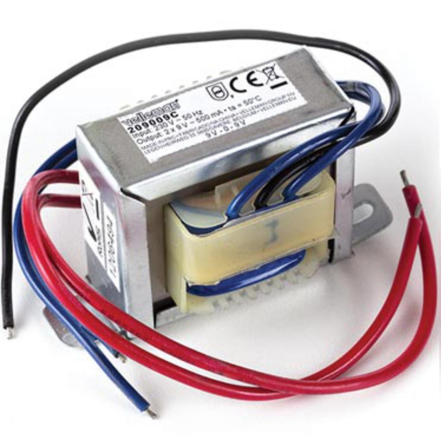 Open-chassis transformator 2× 9 V