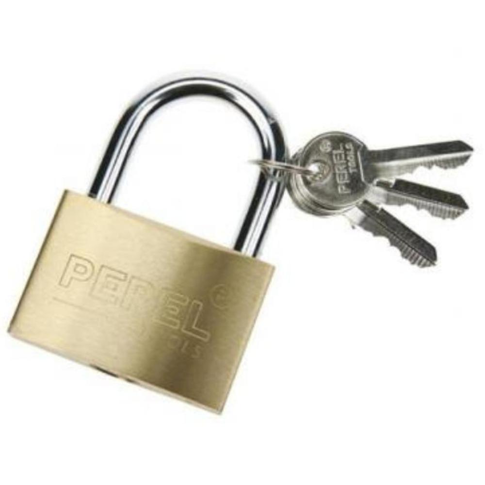 Messing Hangslot met korte beugel - 50 mm - Perel