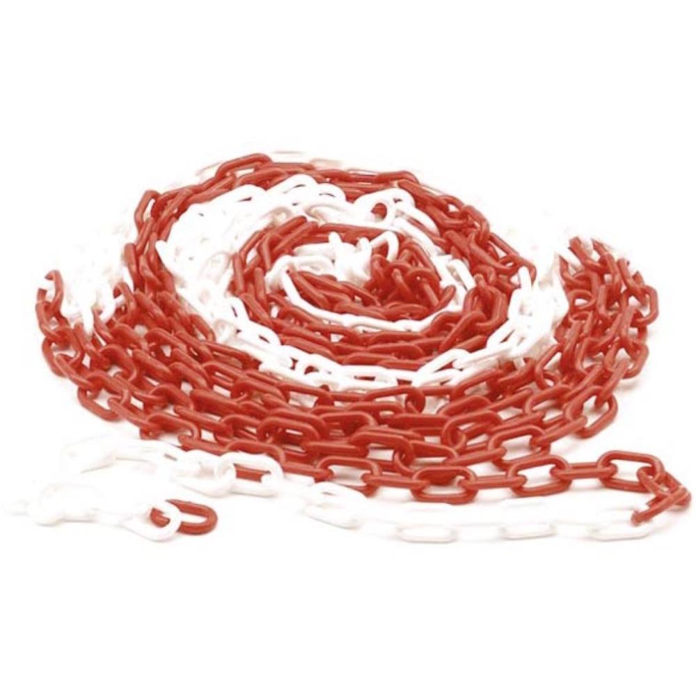 Afzetketting - 10 meter - Rood/ wit - Perel