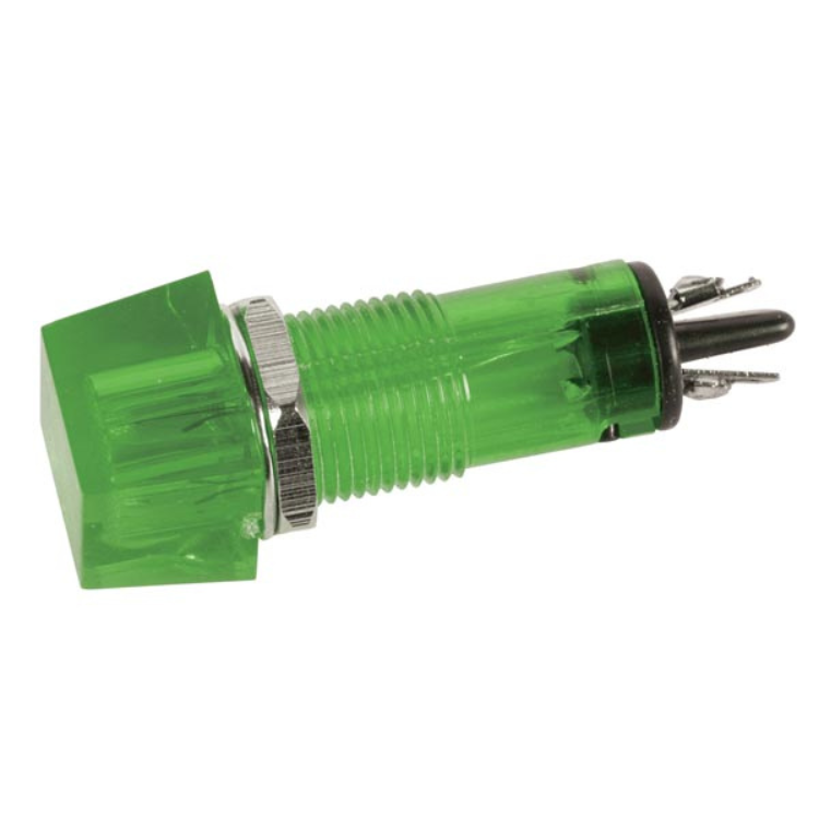 SQUARE 11.5x11.5mm PANEL CONTROL LAMP 220V GREEN - HQ Products