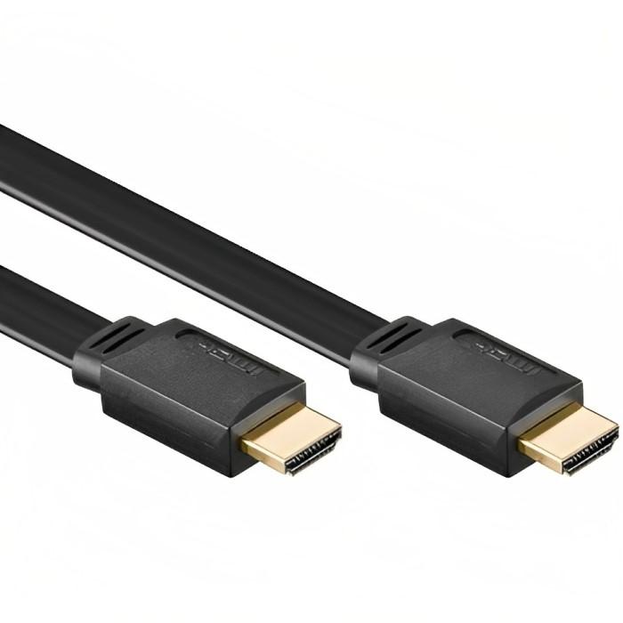 Câble plat HDMI 1.4 (haute vitesse) - Câble HDMI 1.4, Câble plat, plaqué or,  5 mètres.