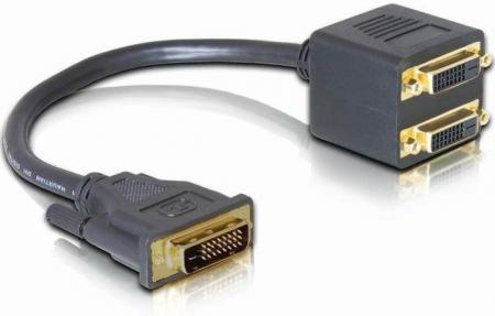 Delock DVI 24+1 plug to 2x DVI 24+1 sock - Delock