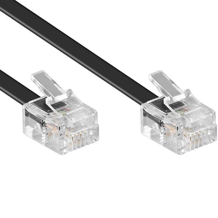 DSL kabel RJ11 - 10 meter - Zwart - Allteq
