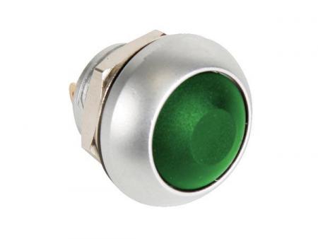 RONDE METALLDRUKKNOPSCHAKELAAR MET GROENE AFDEKKAP 1P SPST OFF (ON) - HQ Products