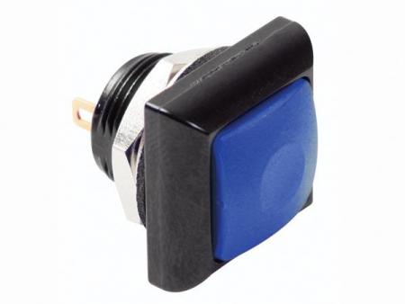 VIERKANTIGE METALLDRUKSCHAKELAAR MET BLAUWE KAP 1P SPST OFF (ON) - HQ Products