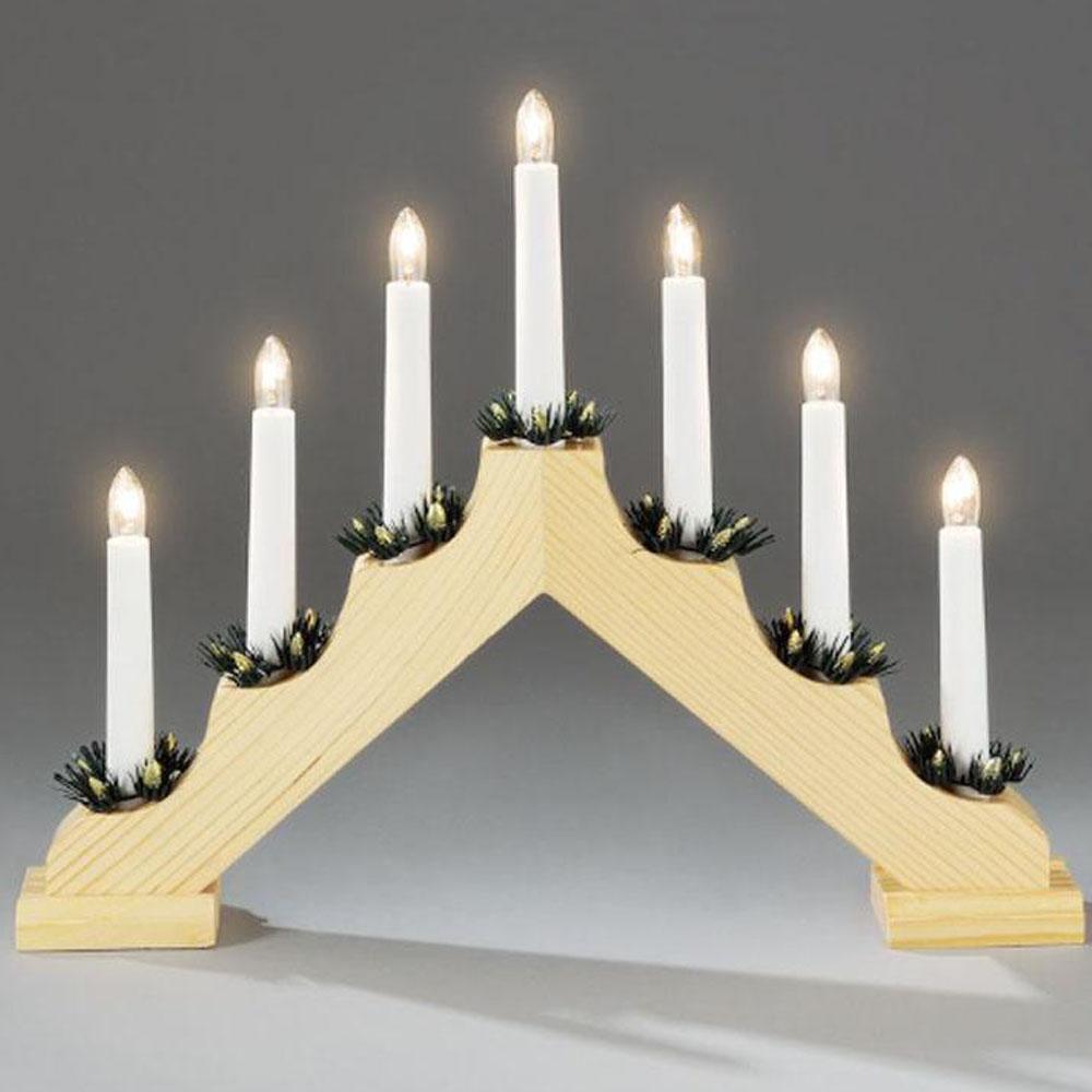 Kerstkandelaar - kerstverlichting binnen - 7 lampjes - 30 x 38 cm - warm wit