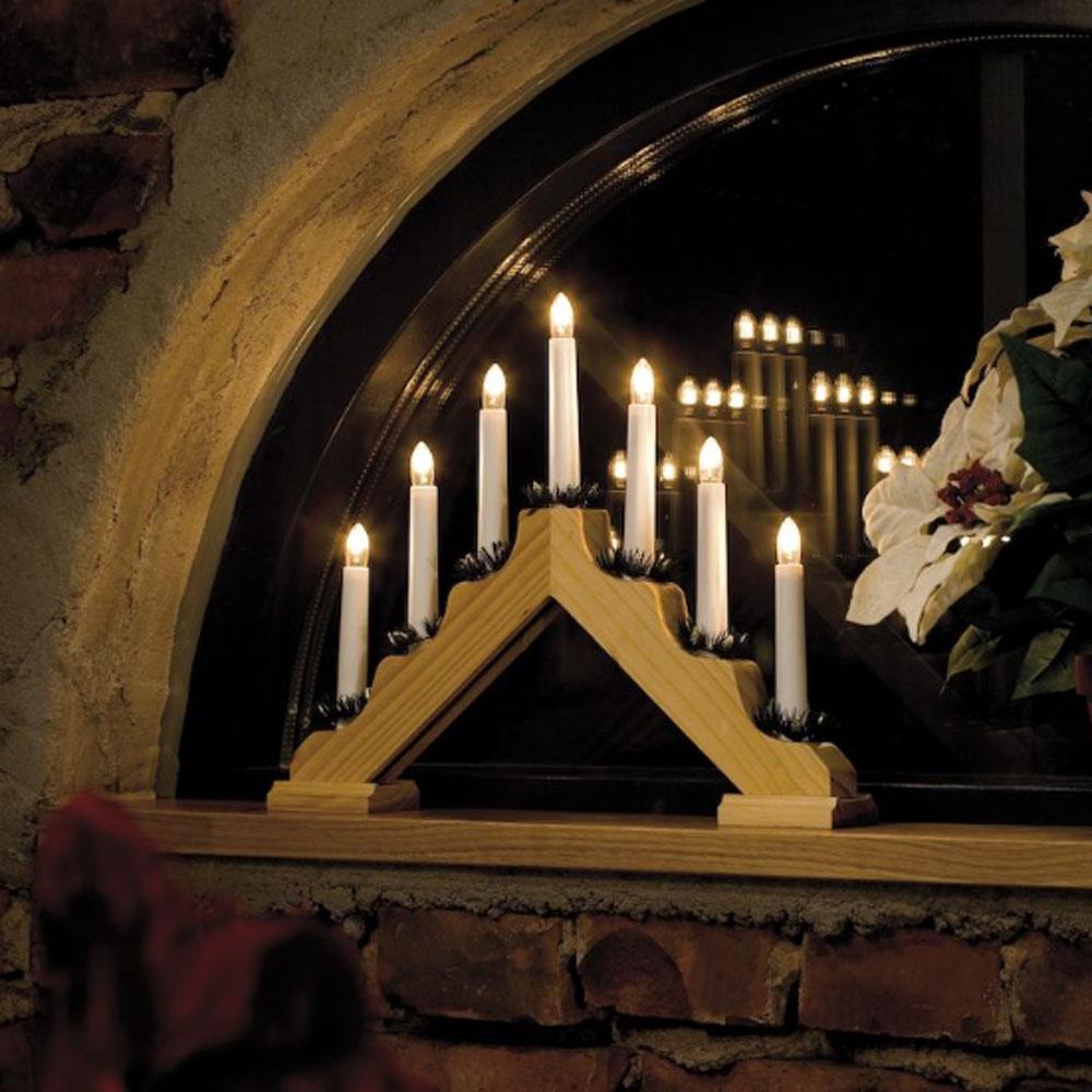 Kerstkandelaar - kerstverlichting binnen - 7 lampjes - 30 x 38 cm - warm wit