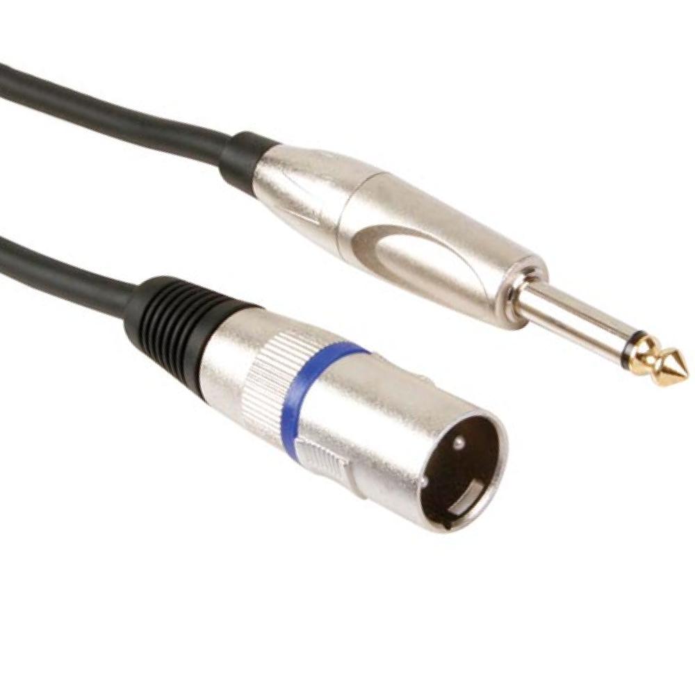 Câble professionnel XLR - Jack - Câble professionnel XLR - Jack, Jack mono  6,3 mm mâle vers XLR mâle, asymétrique, 6 mètres.