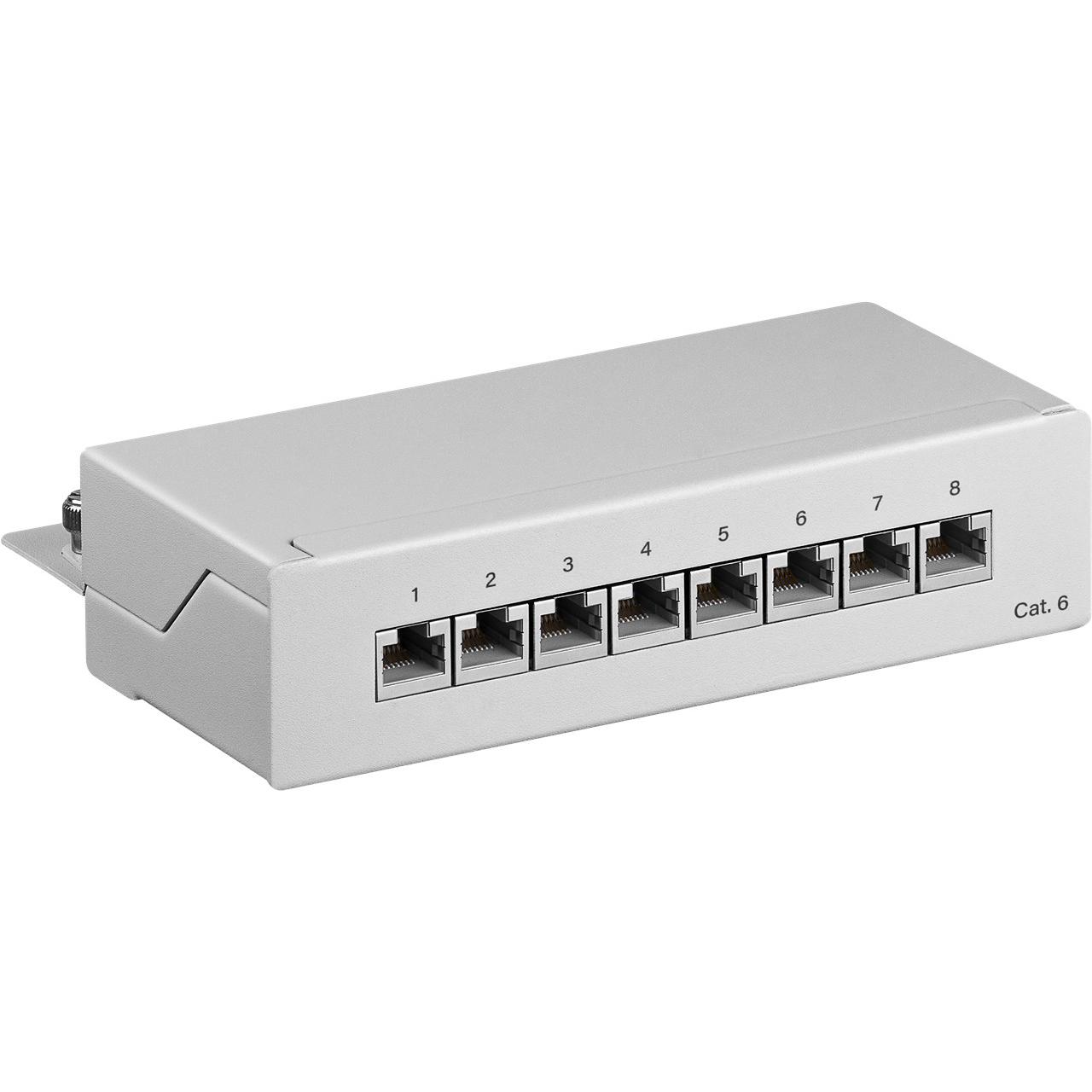 Panneau de brassage Ethernet RJ45 8 ports 10' 1U Cat 6 blindé