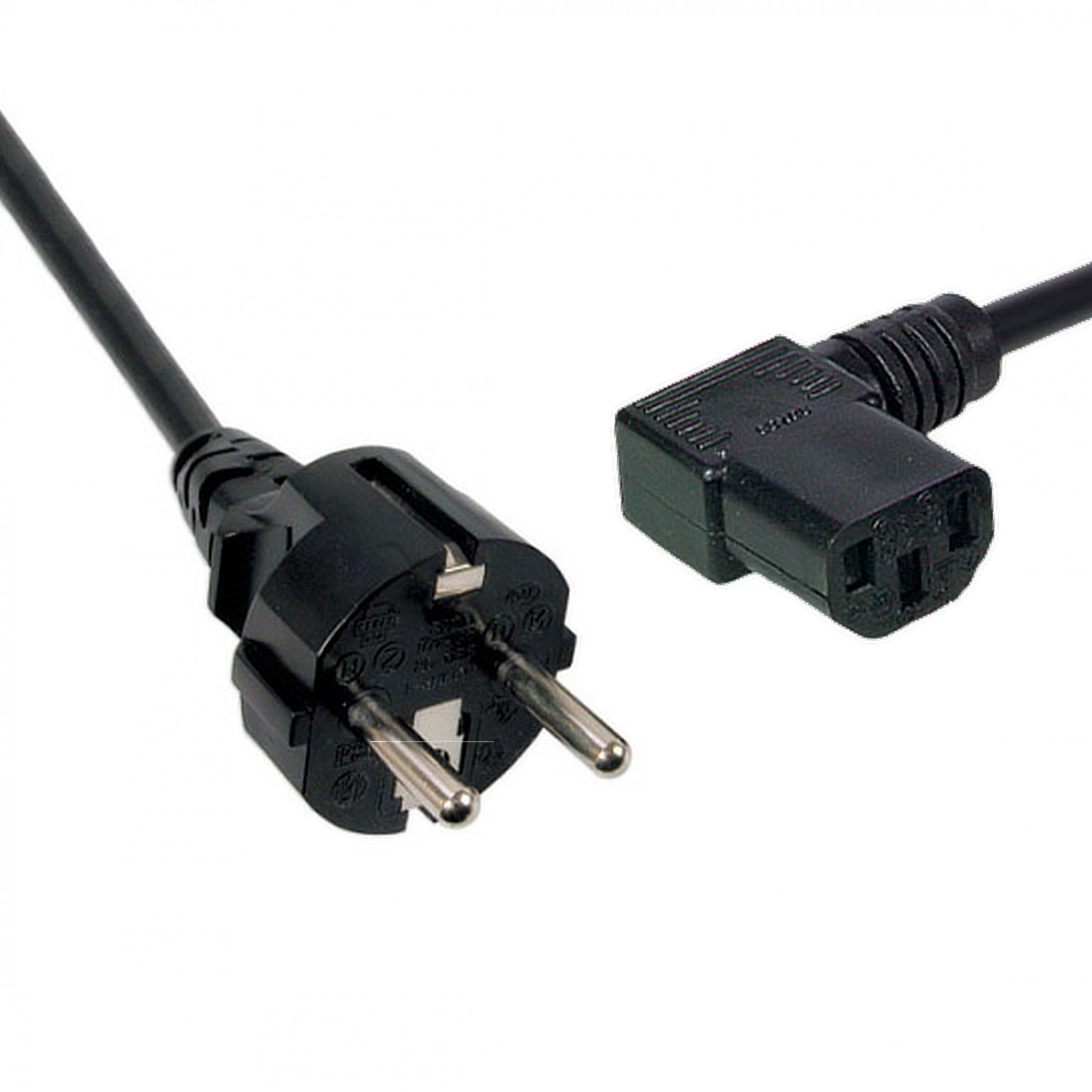Power Cable 180ø-C13 90ø, blac k, 2 m, 3 x 0.75 mmý - Techtube Pro