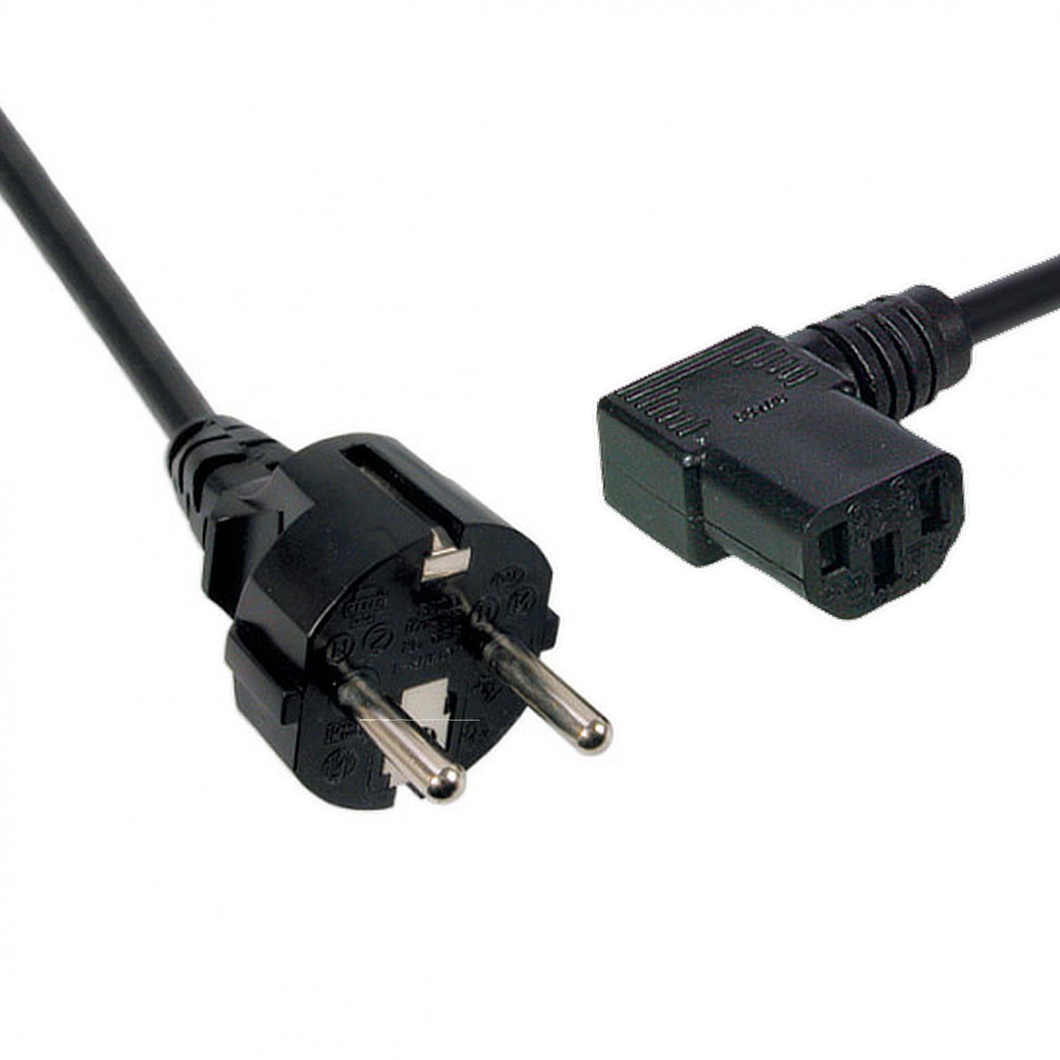 Power Cable 180ø-C13 90ø, blac k, 3 m, 3 x 1.00 mmý