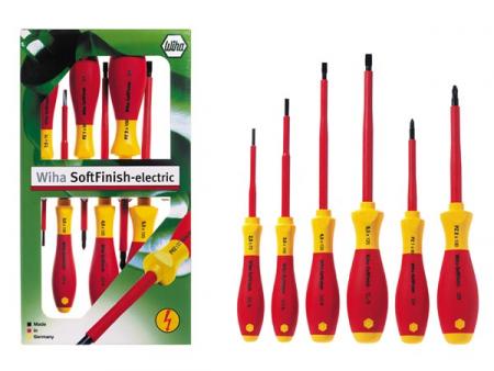 WIHA SOFTFINISH ELEKTRO SLEUF- + KRUISSHOP SCHROEVENDRAAIERSET 6-DELIG - WIHA