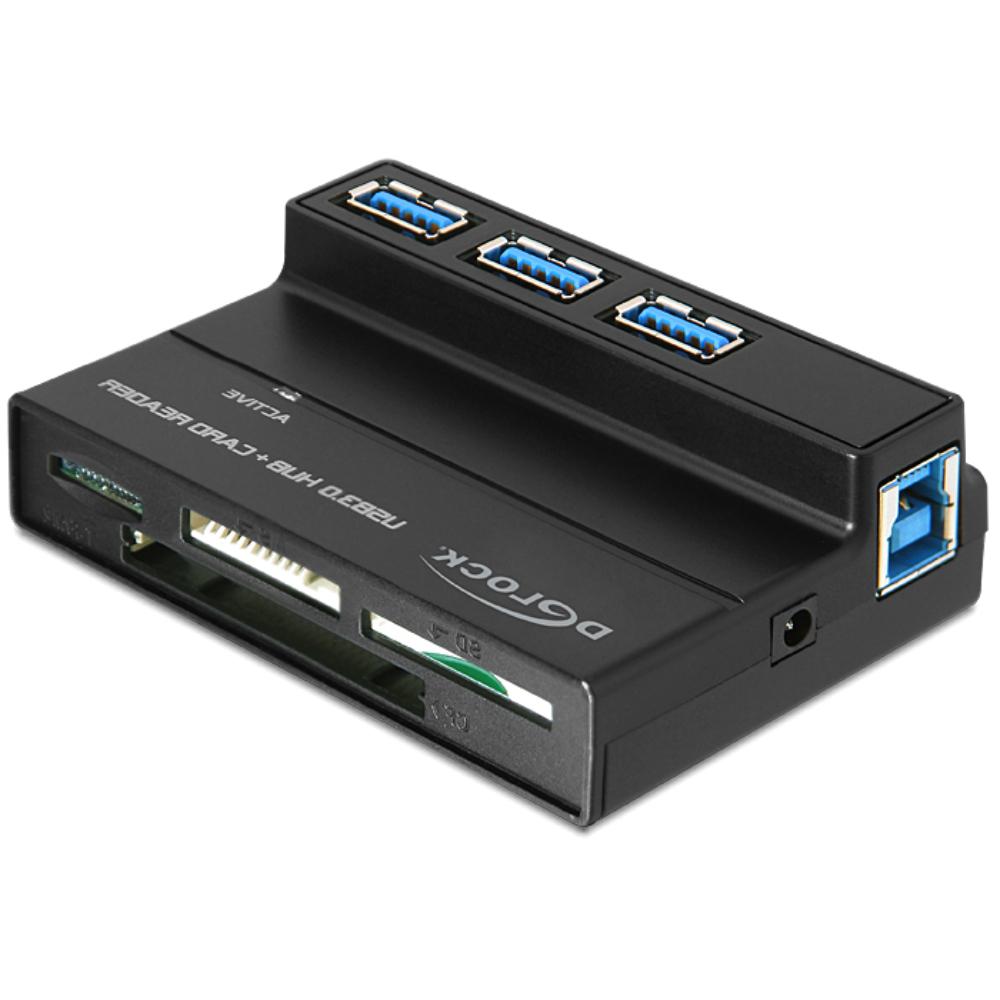 Concentrateur USB 3.0 à 3 ports - lecteur de cartes - Delock