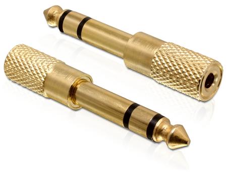 Adapter Audio Jack 6,35mm St > 3,5mm Bu Metaal goud Delock - Delock