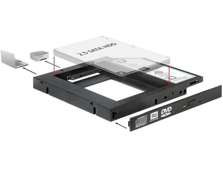 Slank SATA montageframe 5 ¼ naar 2 ½ SATA HDD - Delock