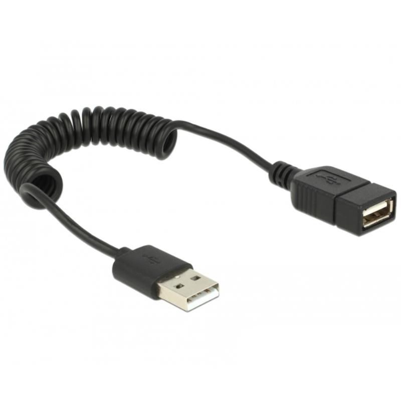 Krulsnoer USB A naar USB A - USB 2.0 - Delock