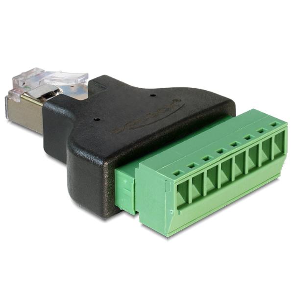 Convertisseur Ethernet RJ45 femelle à 8 broches, broche à vis
