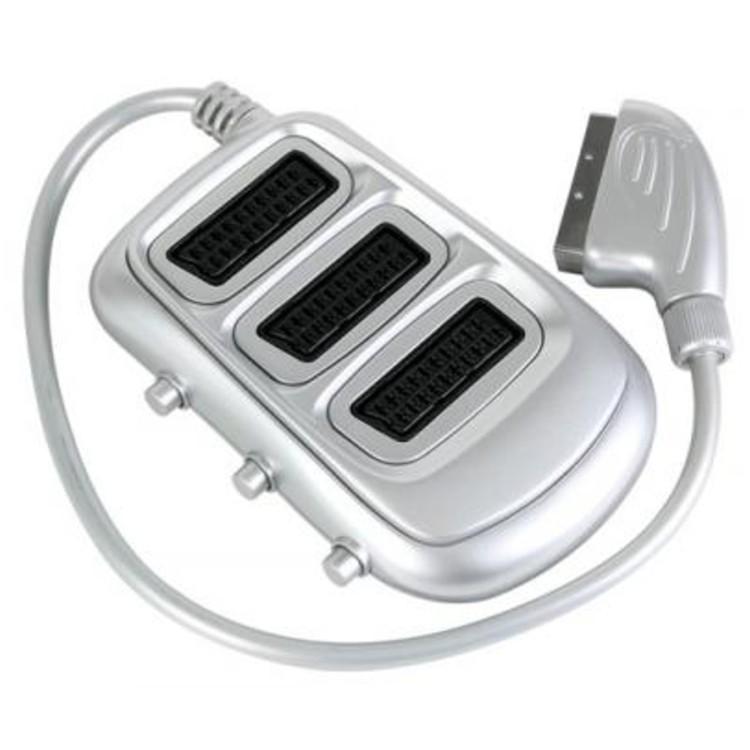 SCARTBOX - SCART-STEKKER NAAR 3 x VROUWELIJKE SCART-CONNECTOR / STAND - Velleman