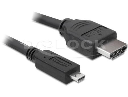 HDMI kabel A micro D St/St High Speed HDMI met Ethernet 2,0m Delock - Delock