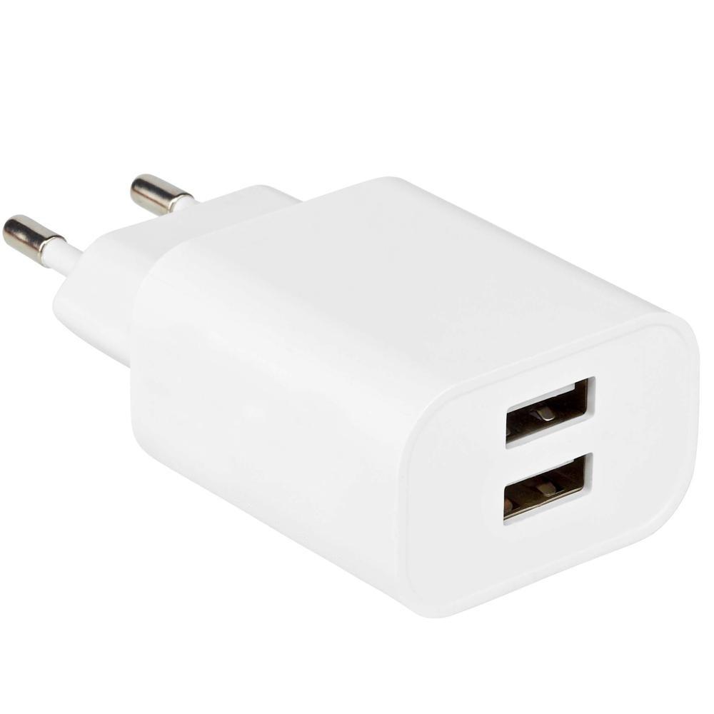 USB Oplader - Adapter - 2x USB - wit