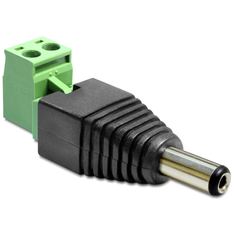 Delock Adapter DC 2,5 x 5,5 mm Stekker > Klemmenblok 2-polig 2-delig - Delock