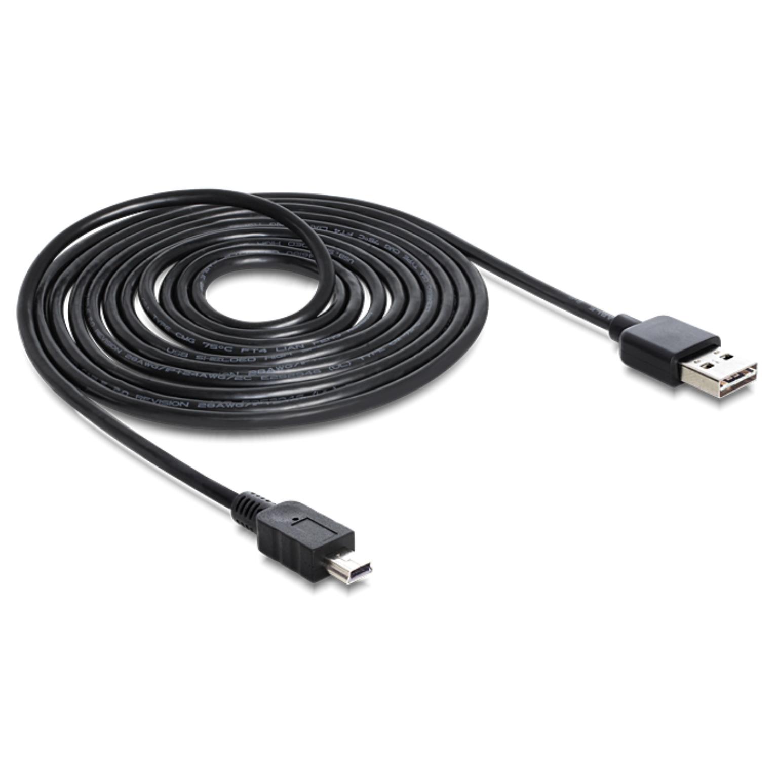 Easy USB - USB A naar Mini USB Kabel - Zwart