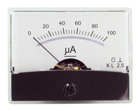 Drehspul-Einbauinstrument m.Spiegelskala 0-100uA DC - Dynavox