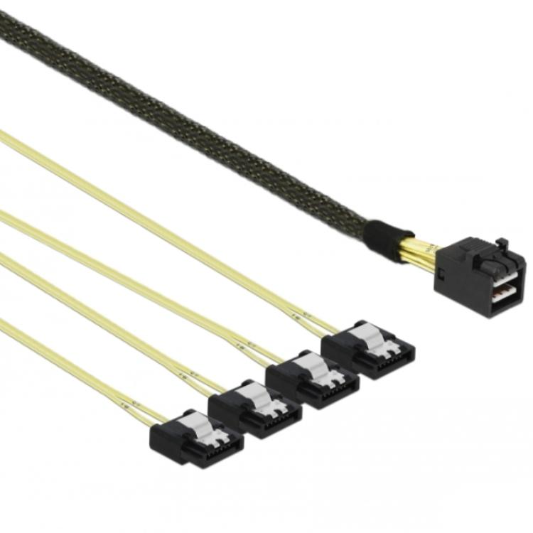 Delock Cable Mini SAS HD x 4 SFF 8643 male > 4 x SATA 7 Pin female 1 m