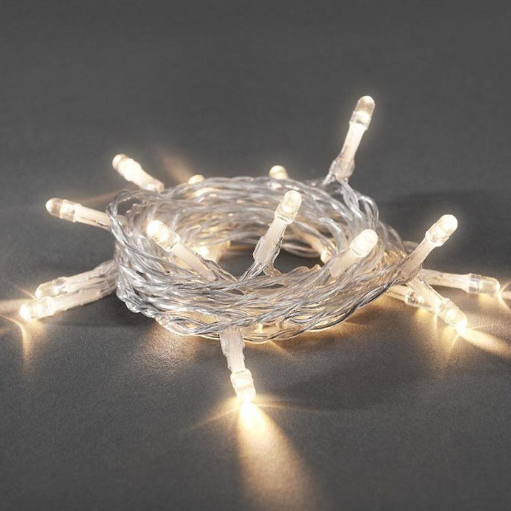 Kerst Decoratieverlichting Soort: Lichtsnoer Lamptype: Led (10 lampjes) Lichtkleur: Warm wit Toepassing: Batterij: 2x AA (ex.) Verlichte lengte: 1.35