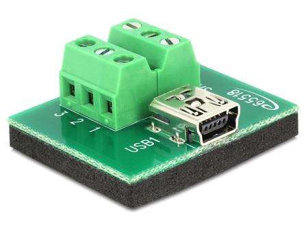 Adapter Mini USB vrouwelijk > Klem Bblock 6 Pin - Delock