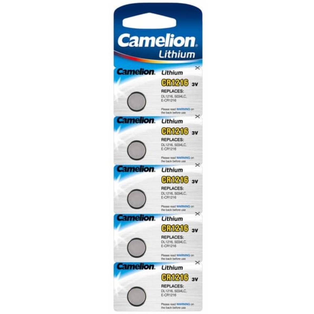 Knoopcel batterij - CR1216 - 5 batterijen - Camelion