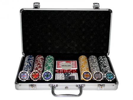 vermogen bende binnen Poker set - 300 chips - Poker set, Aluminium opbergkoffer, 5 Casino  dobbelstenen, 2 Kaarten sets, 300 Poker chips.