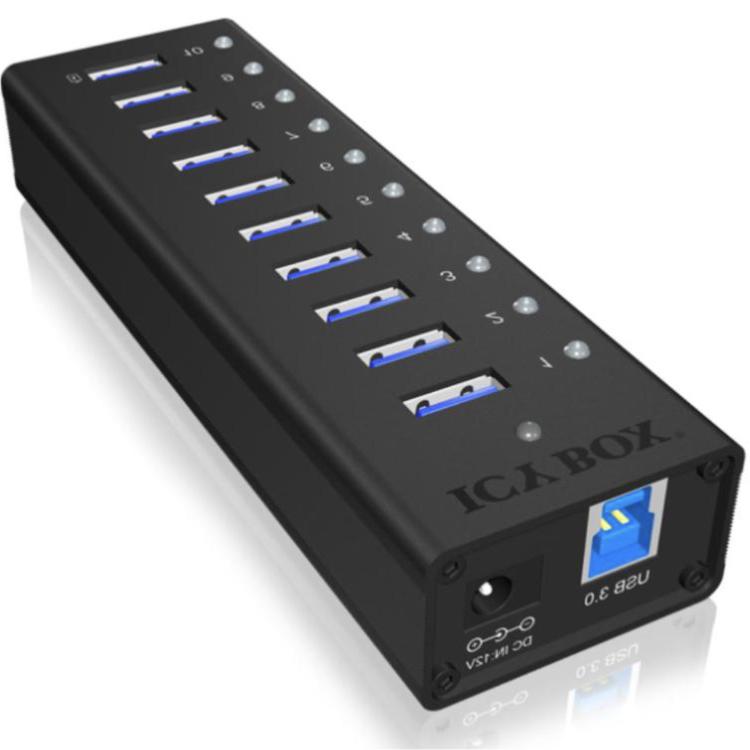 USB-A hub 10 poorten met individuele schakelaars en USB voeding