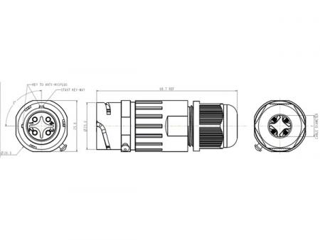 4P CONNECTOR VOOR KABEL WATERBESTENDIG IP68 16A 320V (1 set) - Velleman
