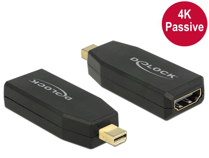 Adaptateur Delock mini DisplayPort 1.2 Mâle > HDMI Femelle 4K Passif noir - Delock