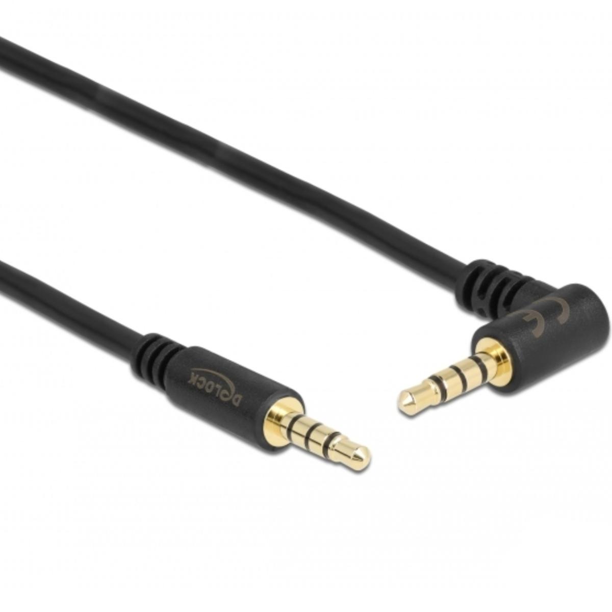 Câble Delock Jack 3,5 mm 4 broches Fiche > Fiche coudée 5 m noir
