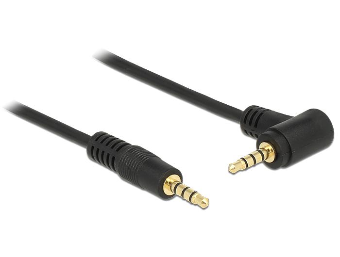 Delock Kabel Jack 3,5 mm 4 Pin Stekker > Stekker Haaks 1 m zwart - Delock