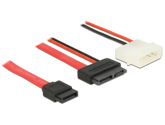 Delock Kabel Slim SATA Stekker > SATA 7 Pin + 2 Pin Stroom Stekker 50 cm - Delock