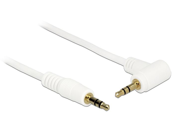 Delock Câble Jack 3,5 mm 3 broches Fiche > Fiche coudée 2 m blanc - Delock
