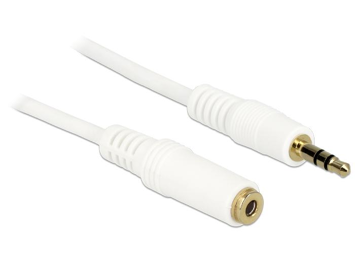 Delock Jackverlengkabel 3,5 mm 3-pins Stekker > Buchse 0,5 m wit - Delock