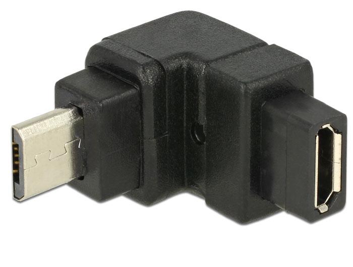 Delock Adapter USB 2.0 Micro B Stekker > USB 2.0 Micro B Aansluiting gehoekte o - Delock