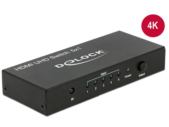 Commutateur Delock HDMI UHD 5 x entrée HDMI > 1 x sortie HDMI 4K - Delock