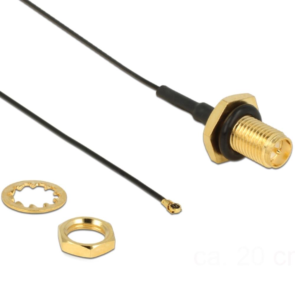 Câble adaptateur RP-SMA vers MHF4 - 50 Ohm - Delock