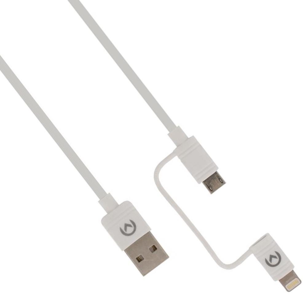 Blijkbaar Kennis maken Sandalen Lightning naar USB kabel voor iPhone - Versie: MFI gelicenseerd door Apple,  Aansluiting 1: USB A male, Aansluiting 2: Lightning male, Aansluiting 3:  USB micro B male, Lengte: 1.5 meter.