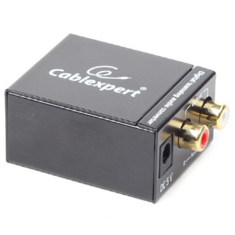 Convertisseur - Optique/Coaxial vers Tulip - Convertisseur optique/coaxial  vers Tulip, Entrée : Toslink/Optique femelle, Coaxial femelle, Sortie : 2x  RCA femelle, Alimentation : 5 V DC (incl).