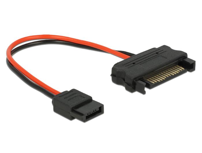 Delock Kabel Power SATA 15-pins Stekker > Power Slim SATA 6-pins Aansluiting 10 cm - Delock