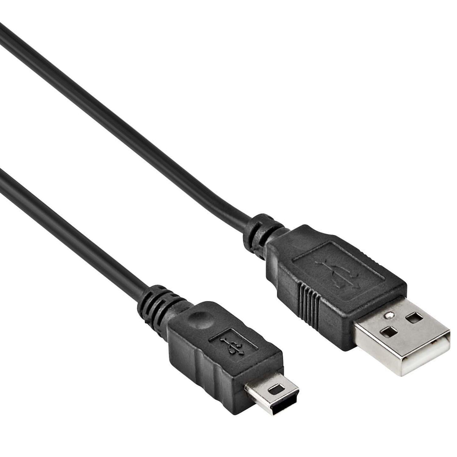 Aan boord Verbinding licht Mini USB Kabel - Versie: 2.0 - HighSpeed, Aansluiting 1: USB A male,  Aansluiting 2: Mini USB male, Lengte: 1 meter.
