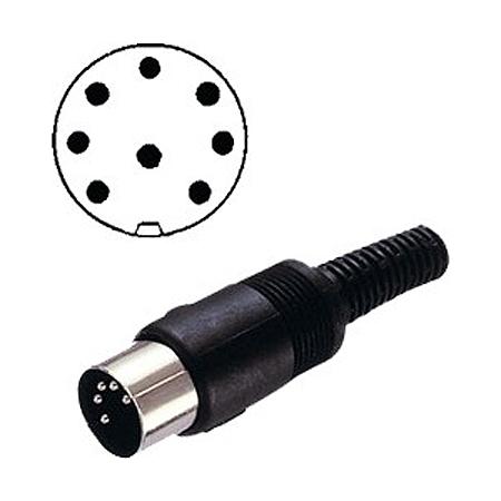 Hirschmann Plug DIN 8 polig kunststof - 8-polige DIN connector  maleSoldeerbare connector met kabelbeschermingWordt als Powerlink plug veel  toegepast bij Bang & Olufsen apparatuur.